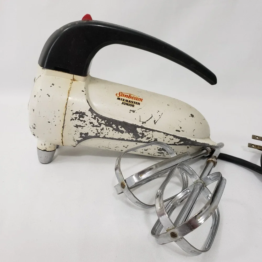 Vintage Sunbeam Mixmaster Junior Hand Mixer Made in USA Rustic Retro Weathered